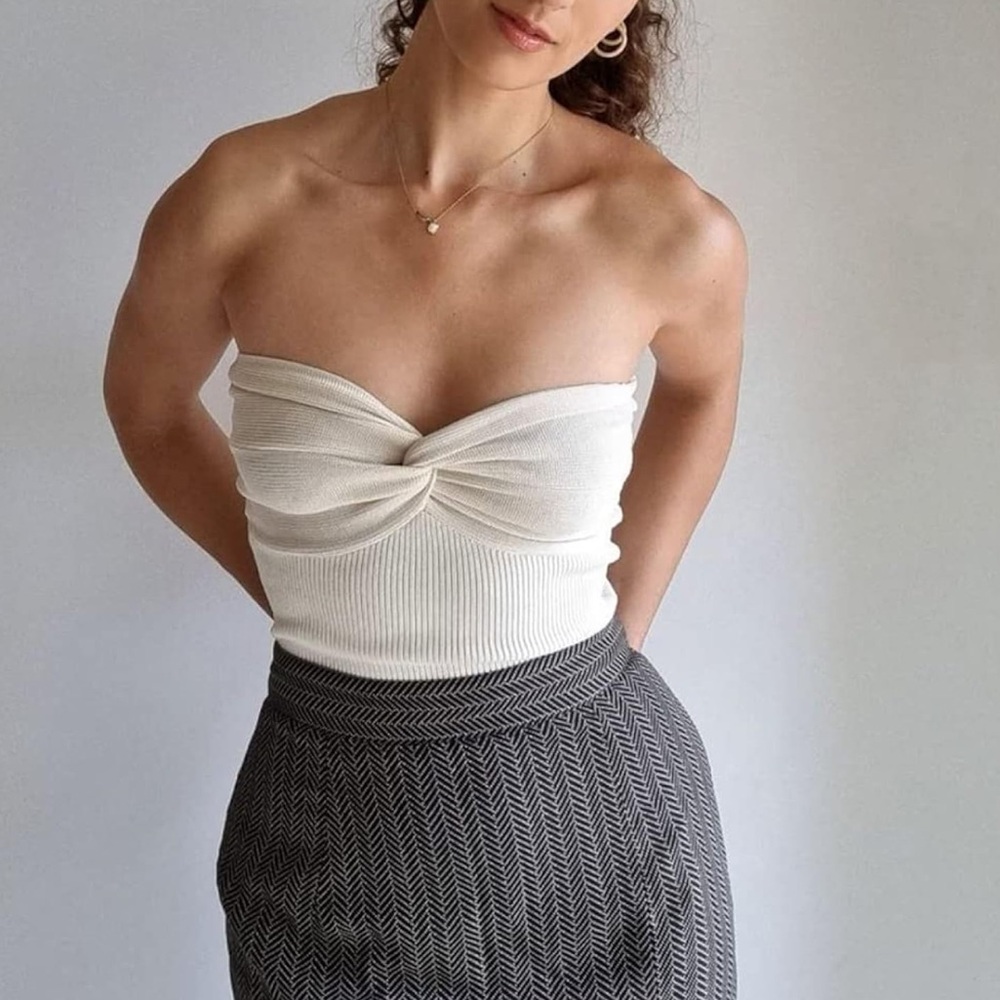 Twist Knot Front Knit Tube Top